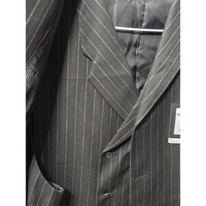 NWT Giorgio Ferraro Super 120s Napoli Suit Jacket w/Vest 46R Black Brown Stripe
